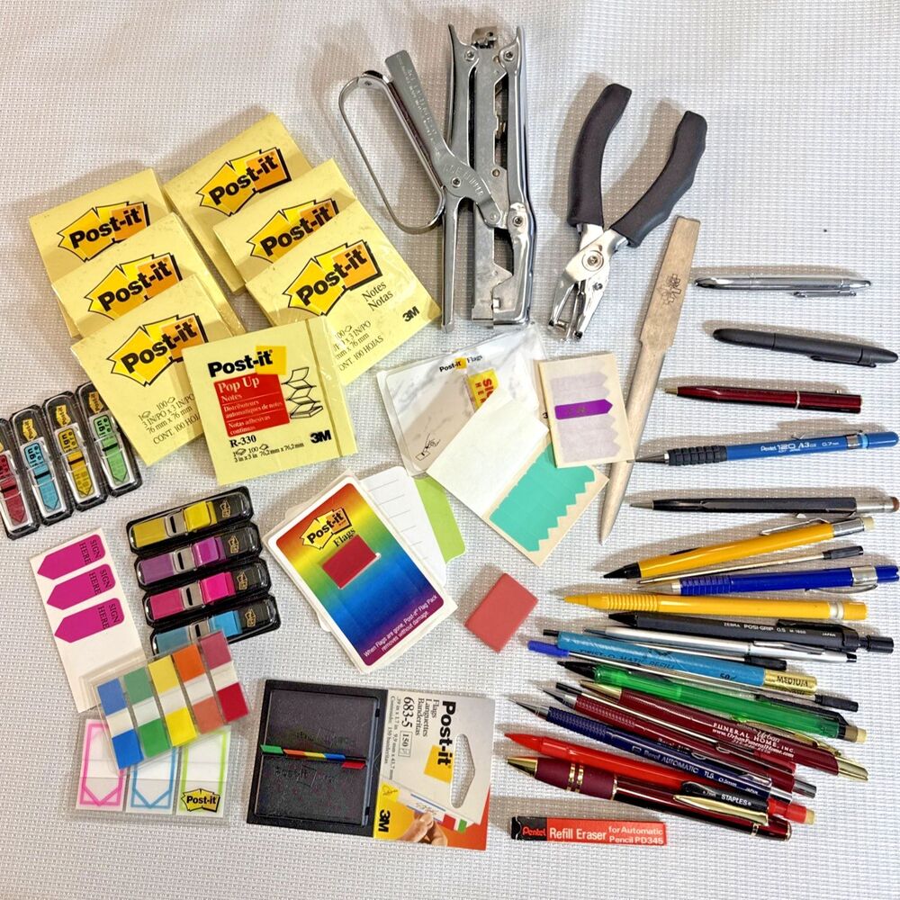 Junk Drawer Lot of Office Desk Supplies Miscellaneous Contents